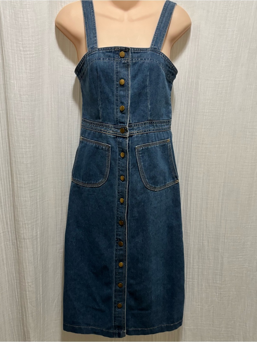 Candie's Indigo Denim Button-Front Midi Dress